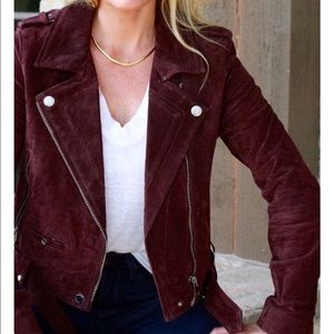 BlankNYC Ruby Red Suede Moto Jacket